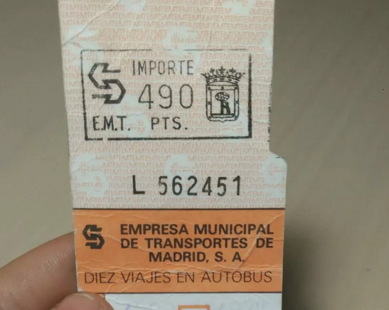 Billete de la EMT antiguo